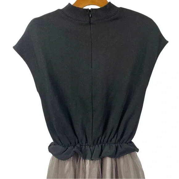 Black Knit Top with Gray Chiffon Skirt Women's Dress - Picture 5 of 8